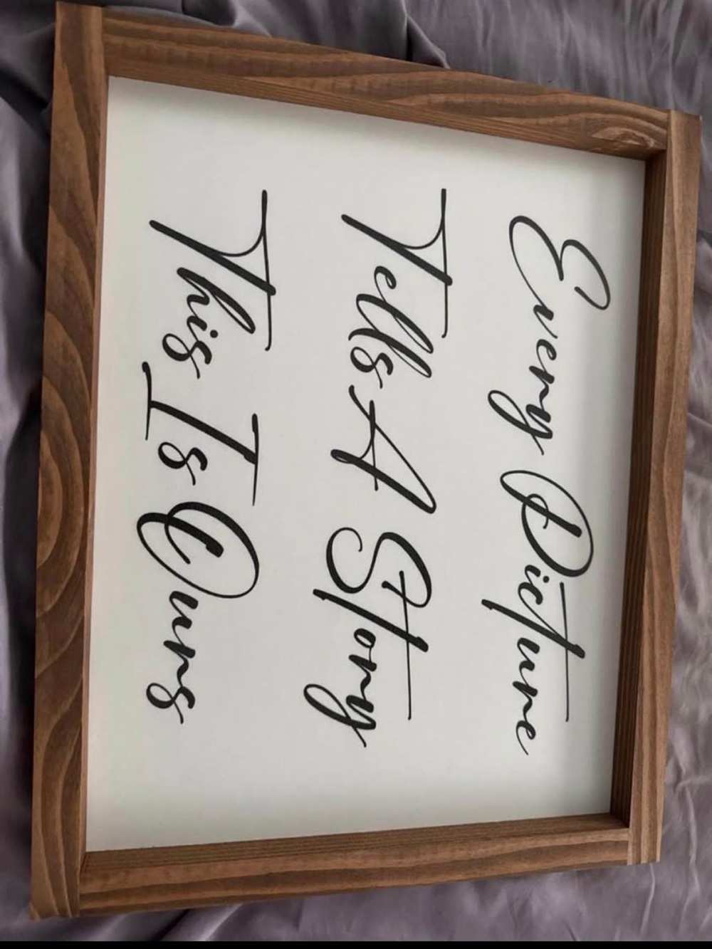 Framed White Wall Sign with Black Script